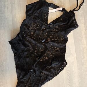 Victoria's Secret Black Lace Detail Bodysuit
